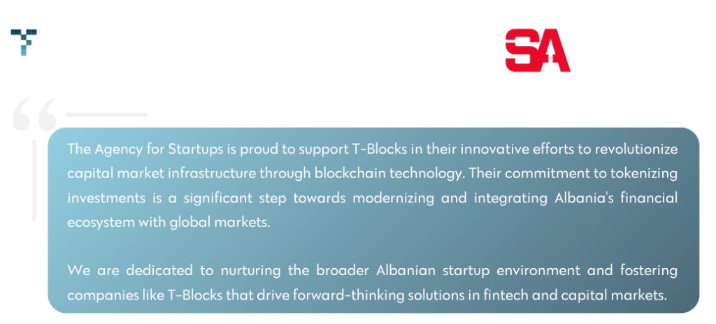 Albania Startup Agency quote about T-Blocks, one of the grant winners.