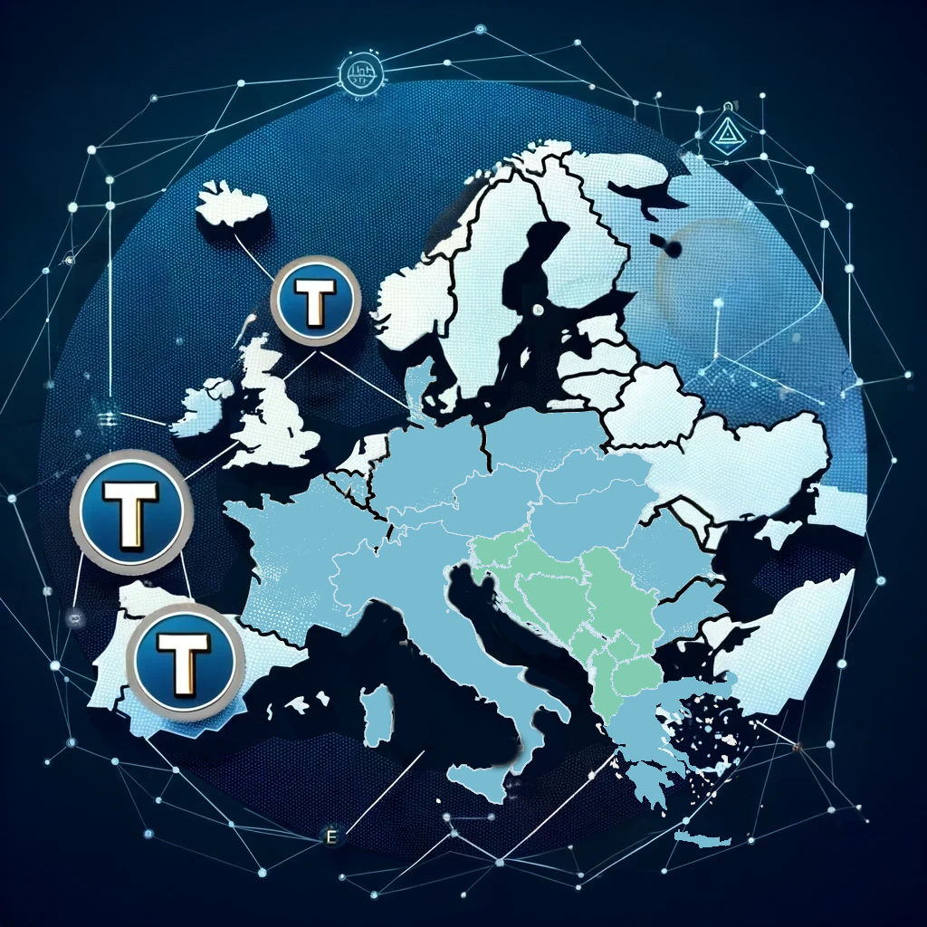 Emerging markets in Europe connected through blockchain technology with a specific focus on highlighting the Western B 1 